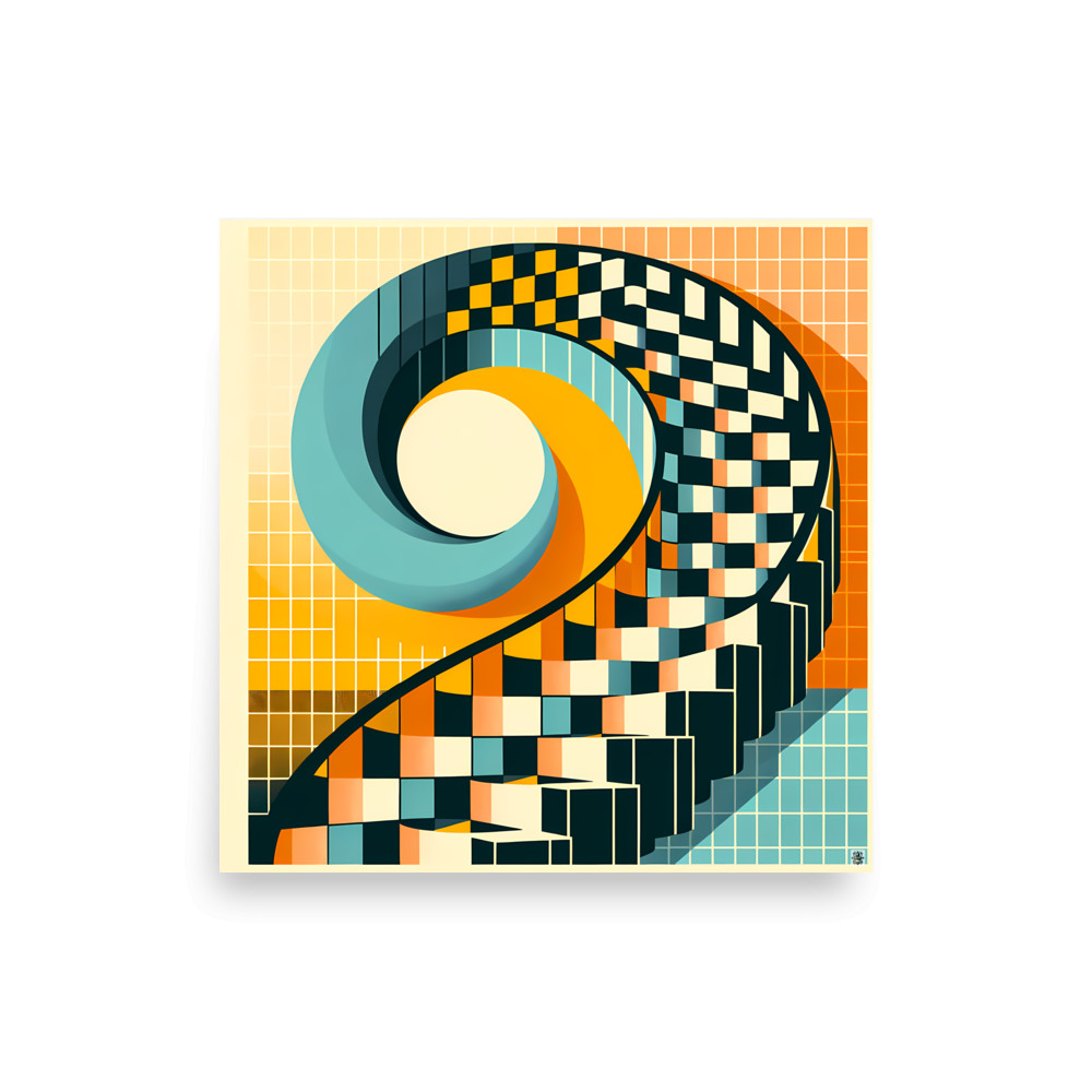 Checker Spiral Grid Abstract — Art Print