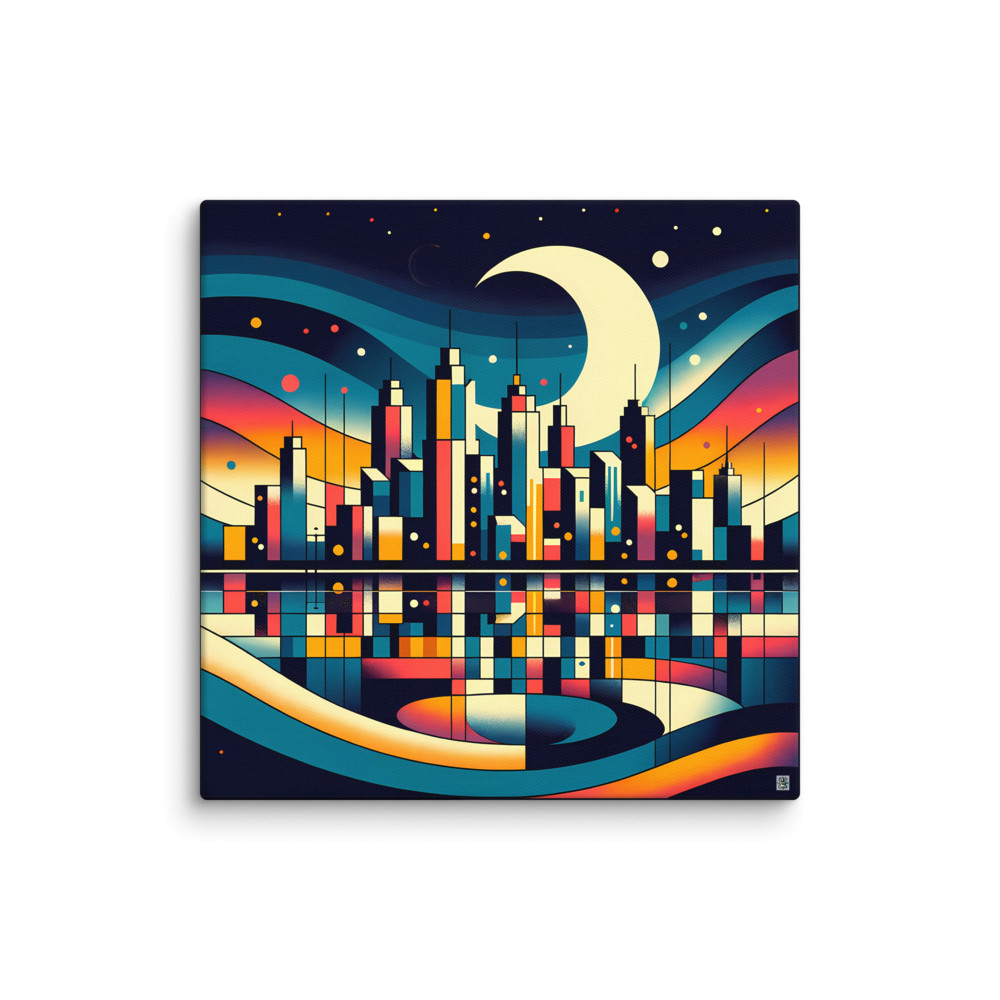 Moonlit Geometric Cityscape