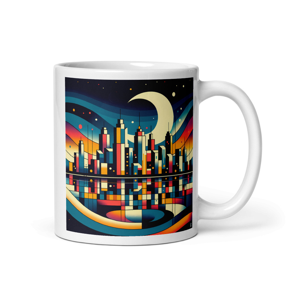 Moonlit Geometric Cityscape