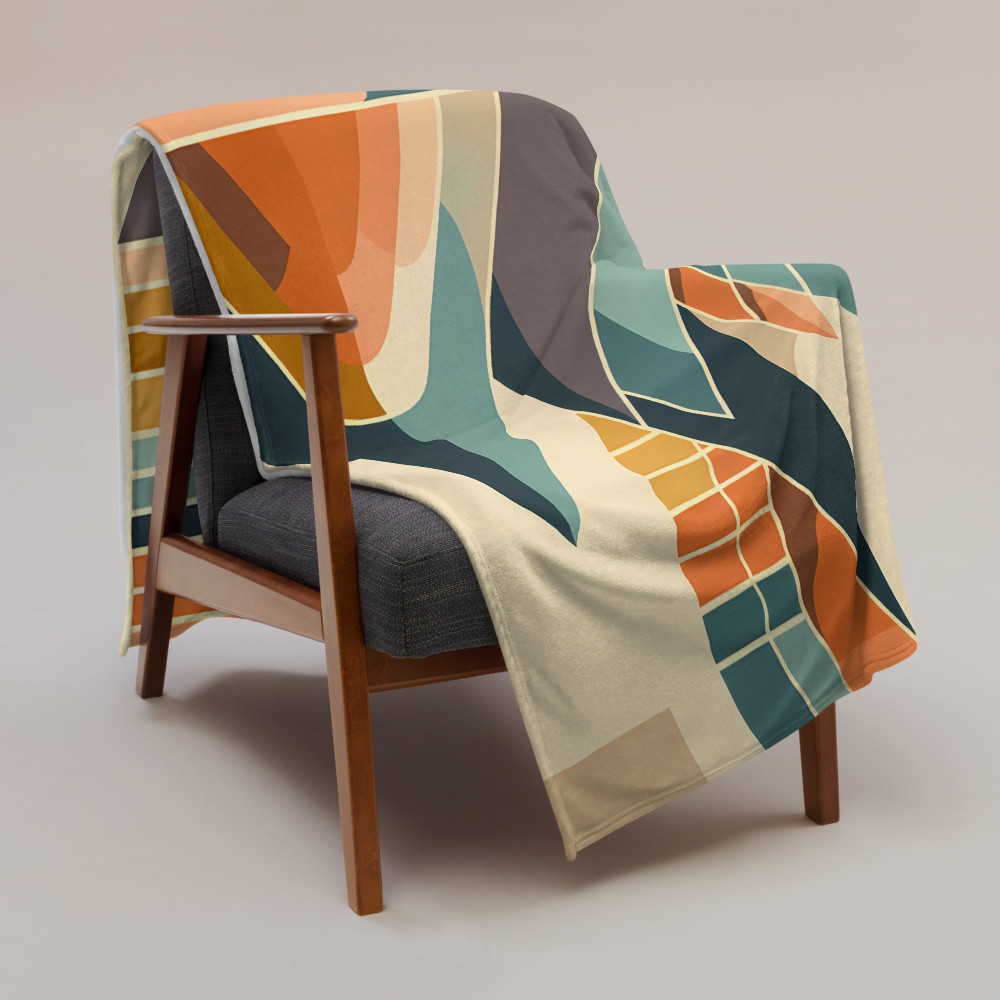 Geometric Mountain Landscape with Retro Sun