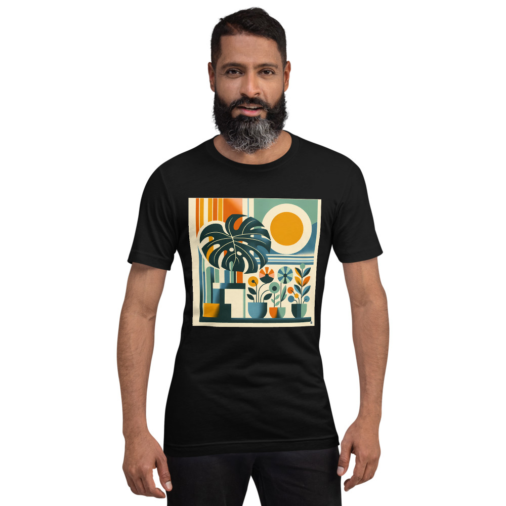 Geometric Botanical Sun and Monstera