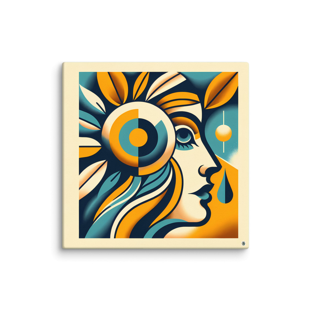 Cubist Face with Floral Eye Motif — Canvas Print