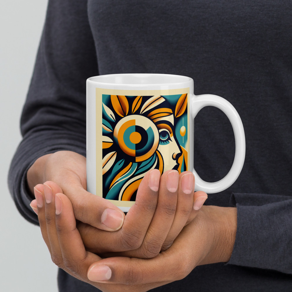 Cubist Face with Floral Eye Motif