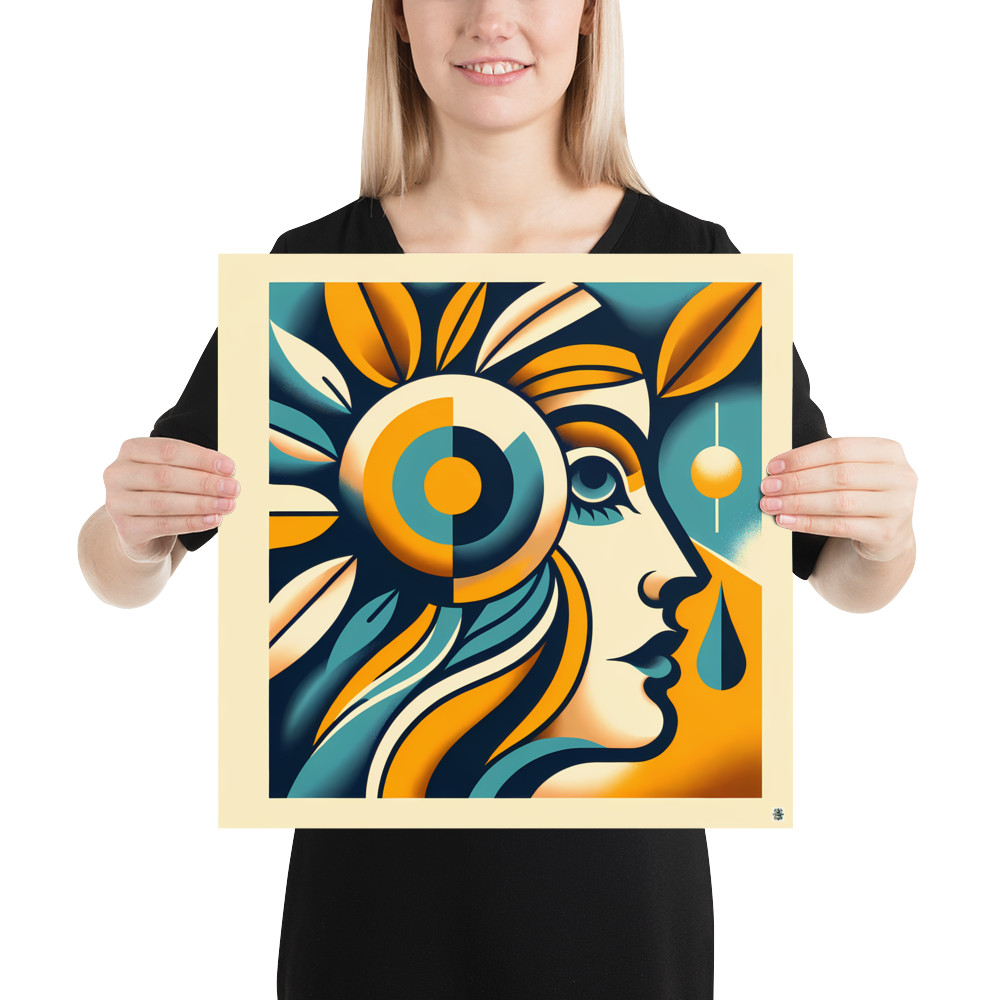 Cubist Face with Floral Eye Motif