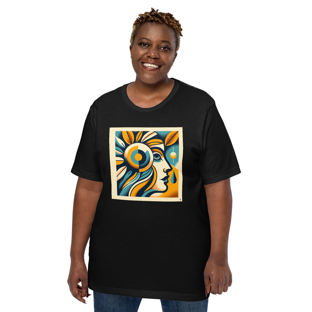 Cubist Face with Floral Eye Motif