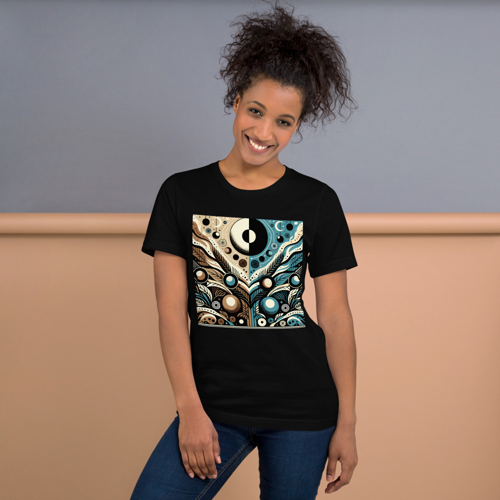 Retro Sun and Moon Geometric Botanical Abstract