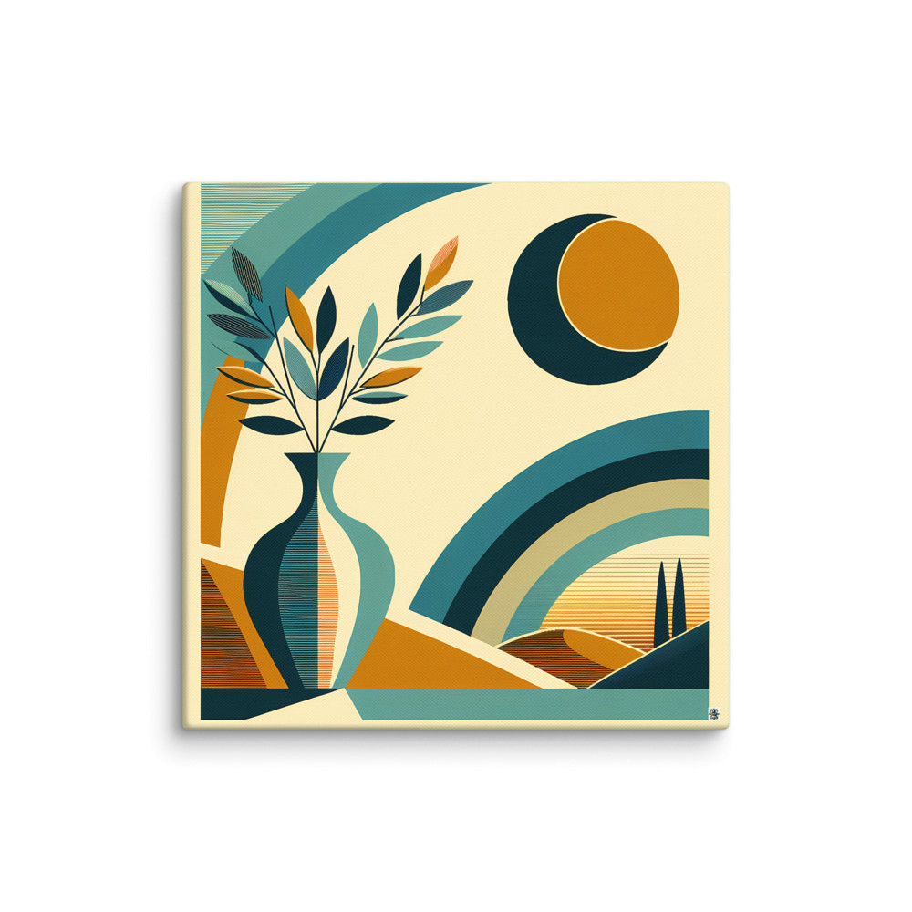 Abstract Vase and Moon Landscape — Canvas Print