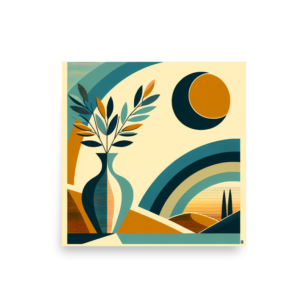 Abstract Vase and Moon Landscape — Art Print