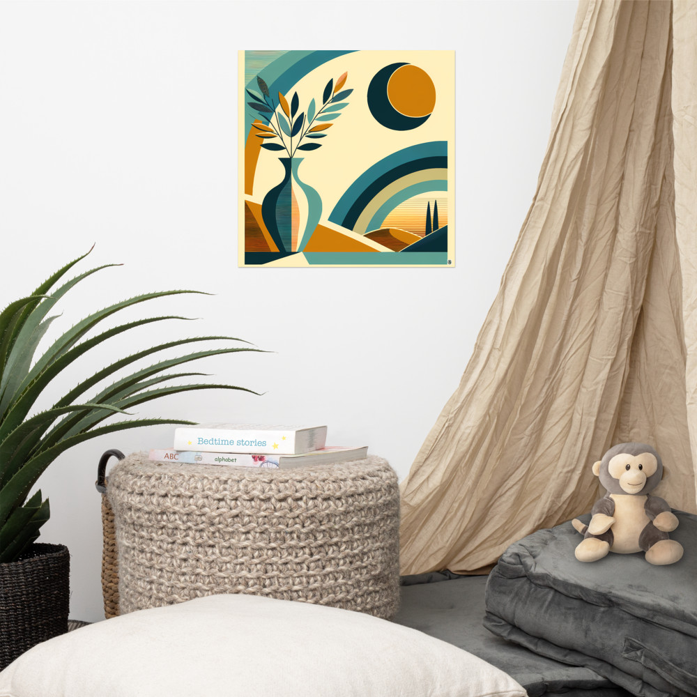Abstract Vase and Moon Landscape