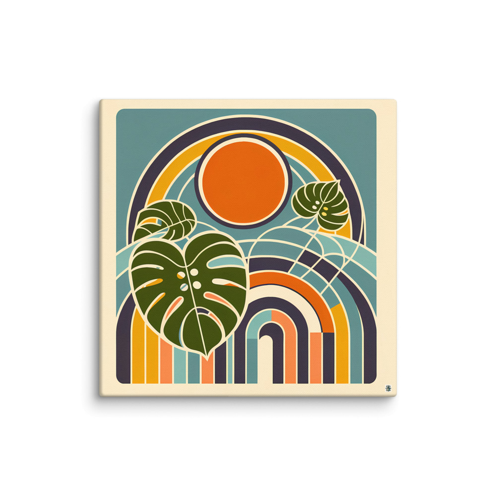 Abstract Botanical Sun and Arches — Canvas Print