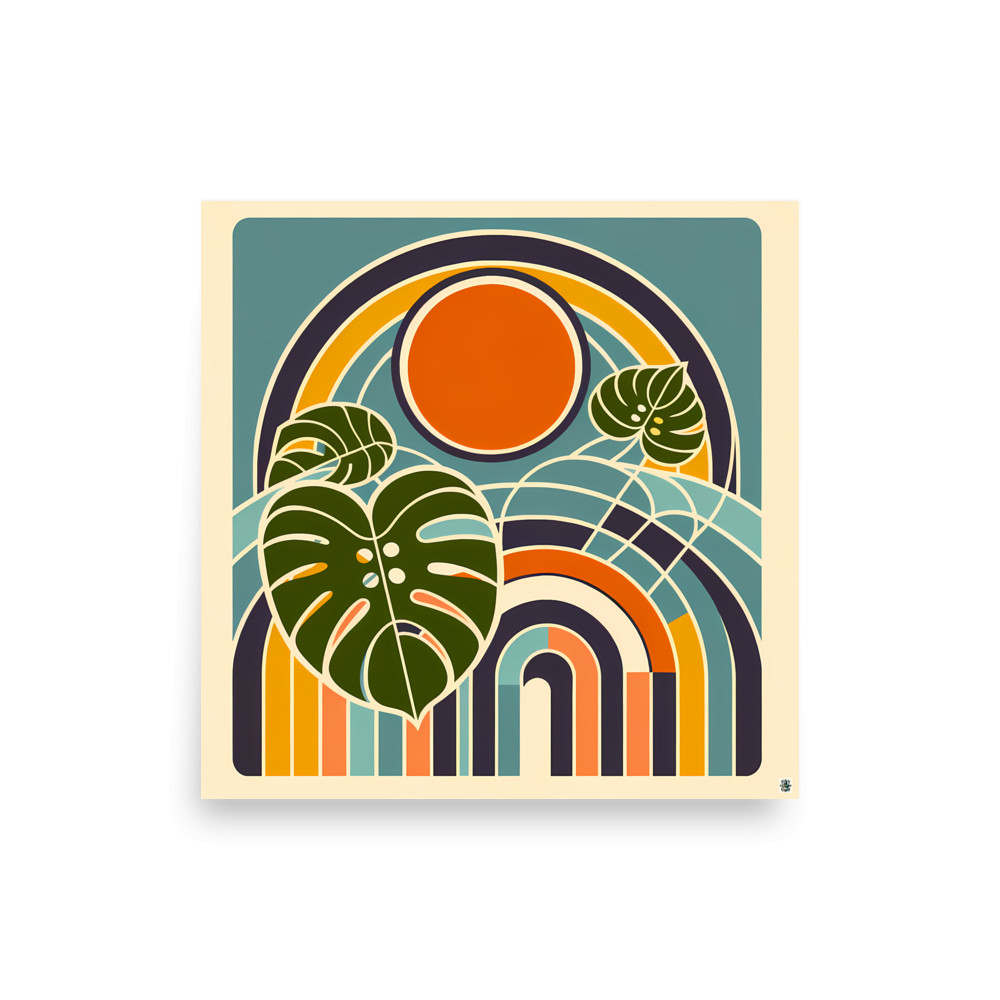 Abstract Botanical Sun and Arches — Art Print