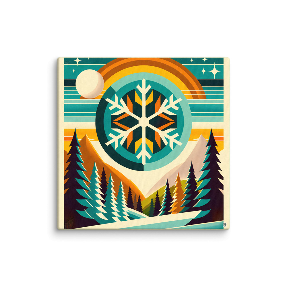 Geometric Snowflake Winter Landscape — Canvas Print
