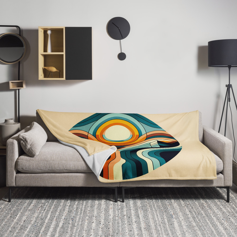 Geometric Sun and Mountain Contour Lines