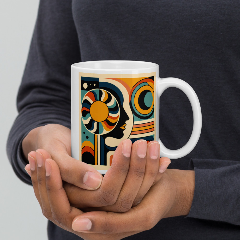 Geometric Abstract Face in Retro Circles