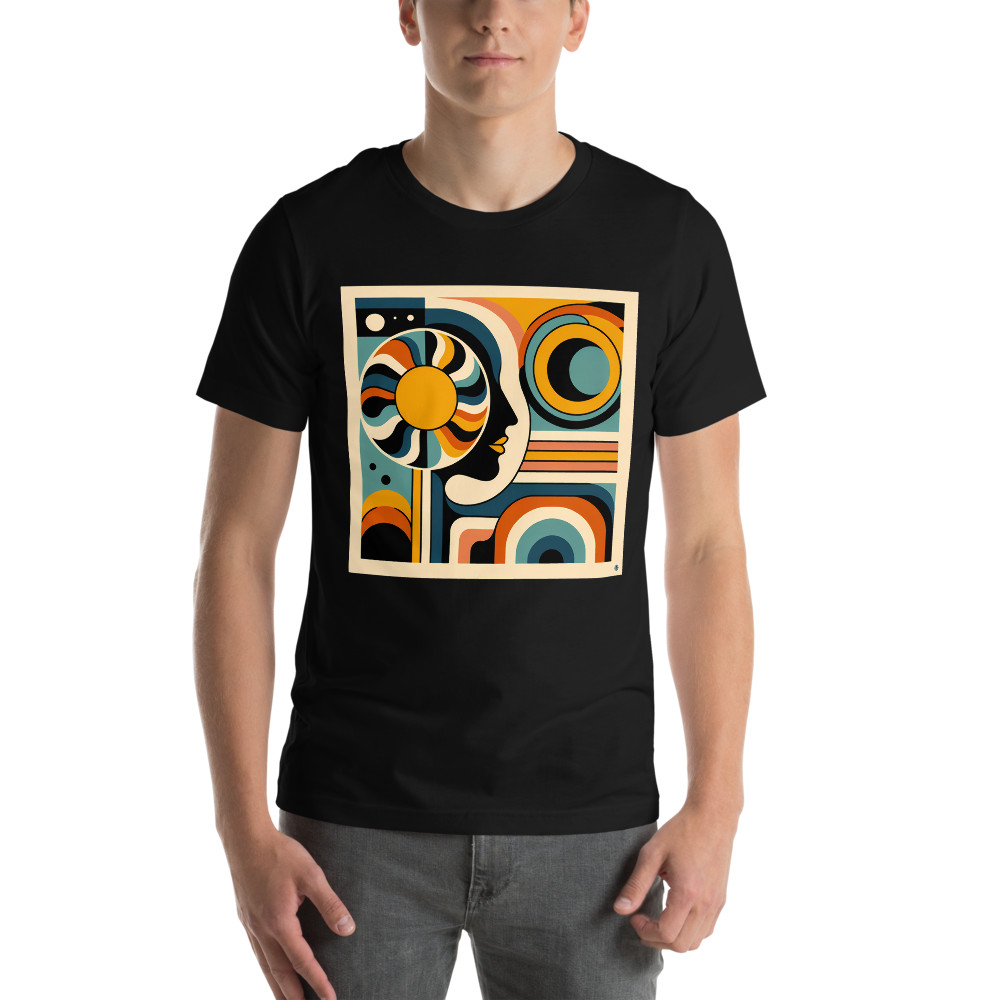 Geometric Abstract Face in Retro Circles