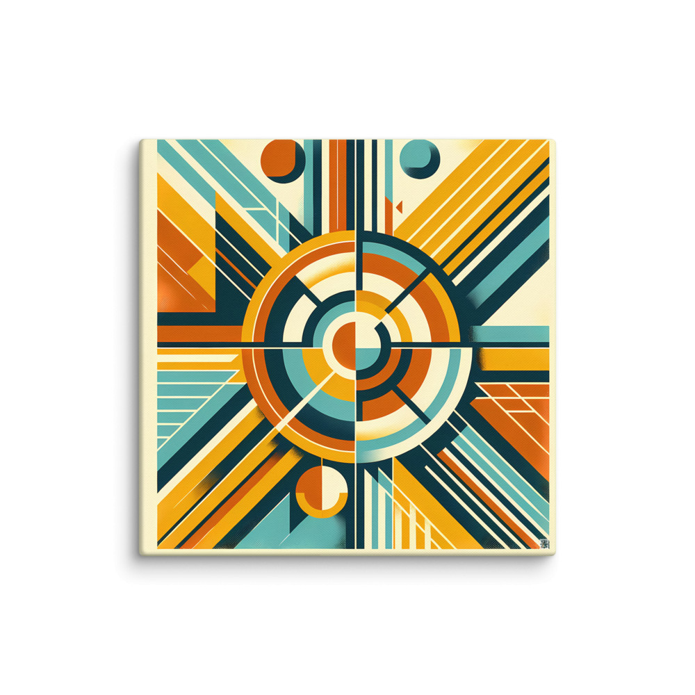 Retro Geometric Sunburst Circles — Canvas Print