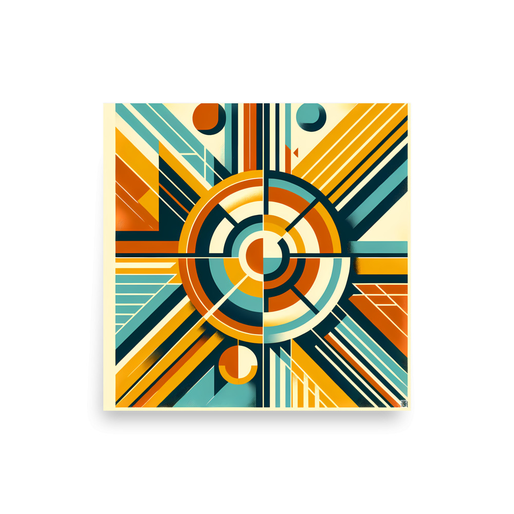 Retro Geometric Sunburst Circles — Art Print