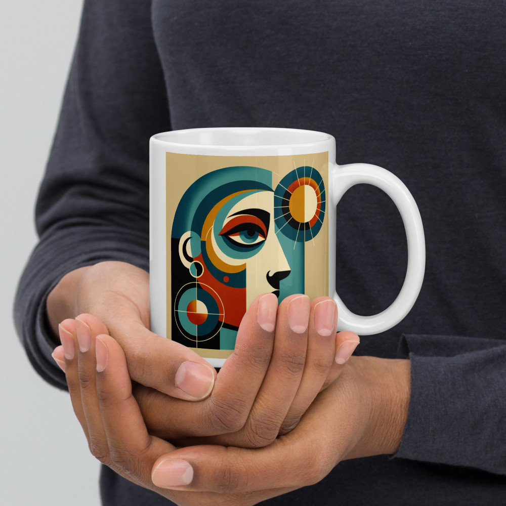 Geometric Abstract Face with Sun Motif
