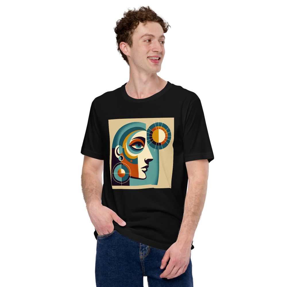 Geometric Abstract Face with Sun Motif