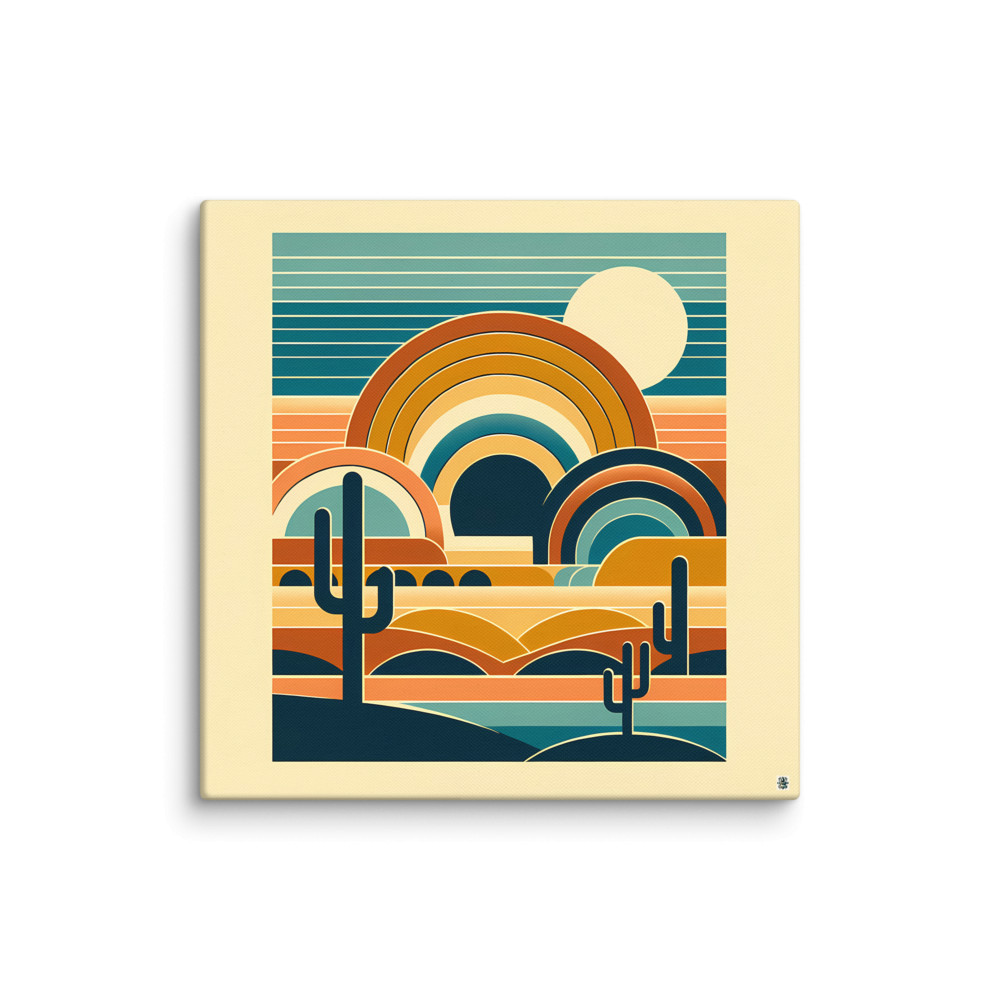 Retro Desert Arches at Sunset — Canvas Print
