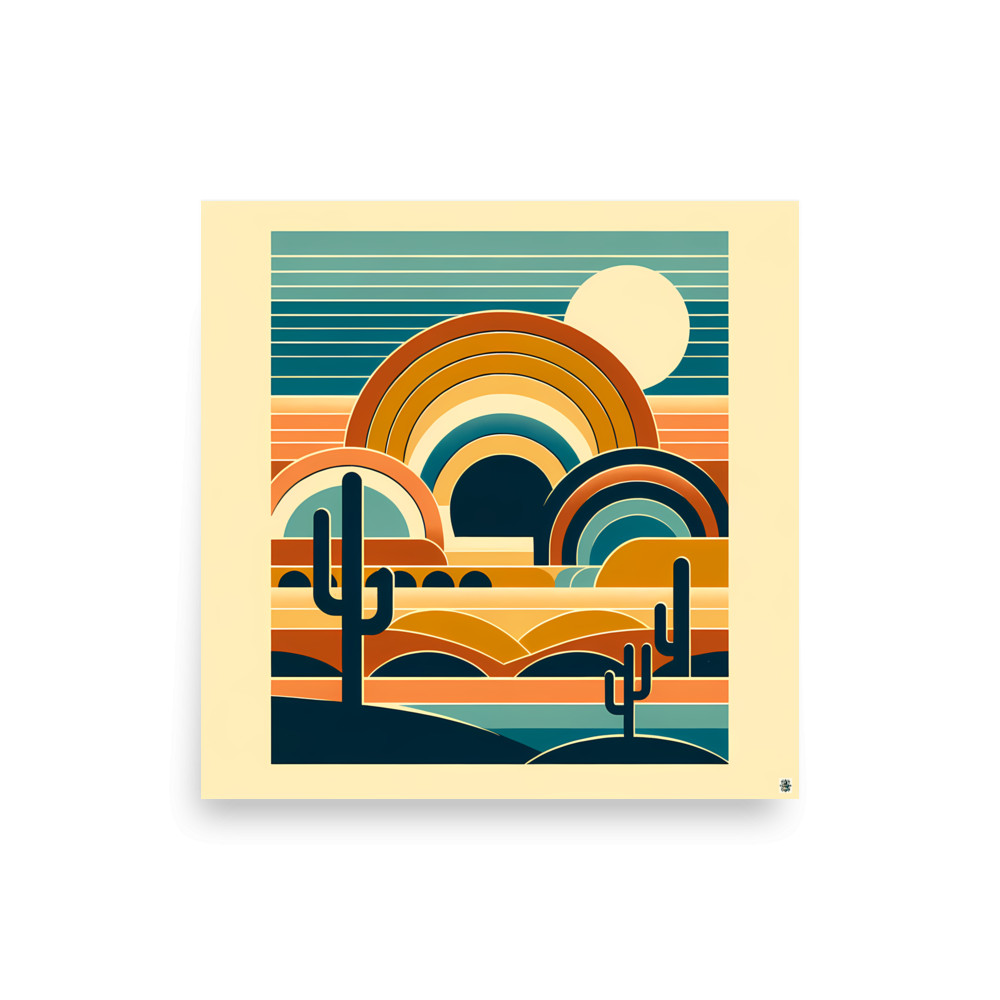 Retro Desert Arches at Sunset — Art Print