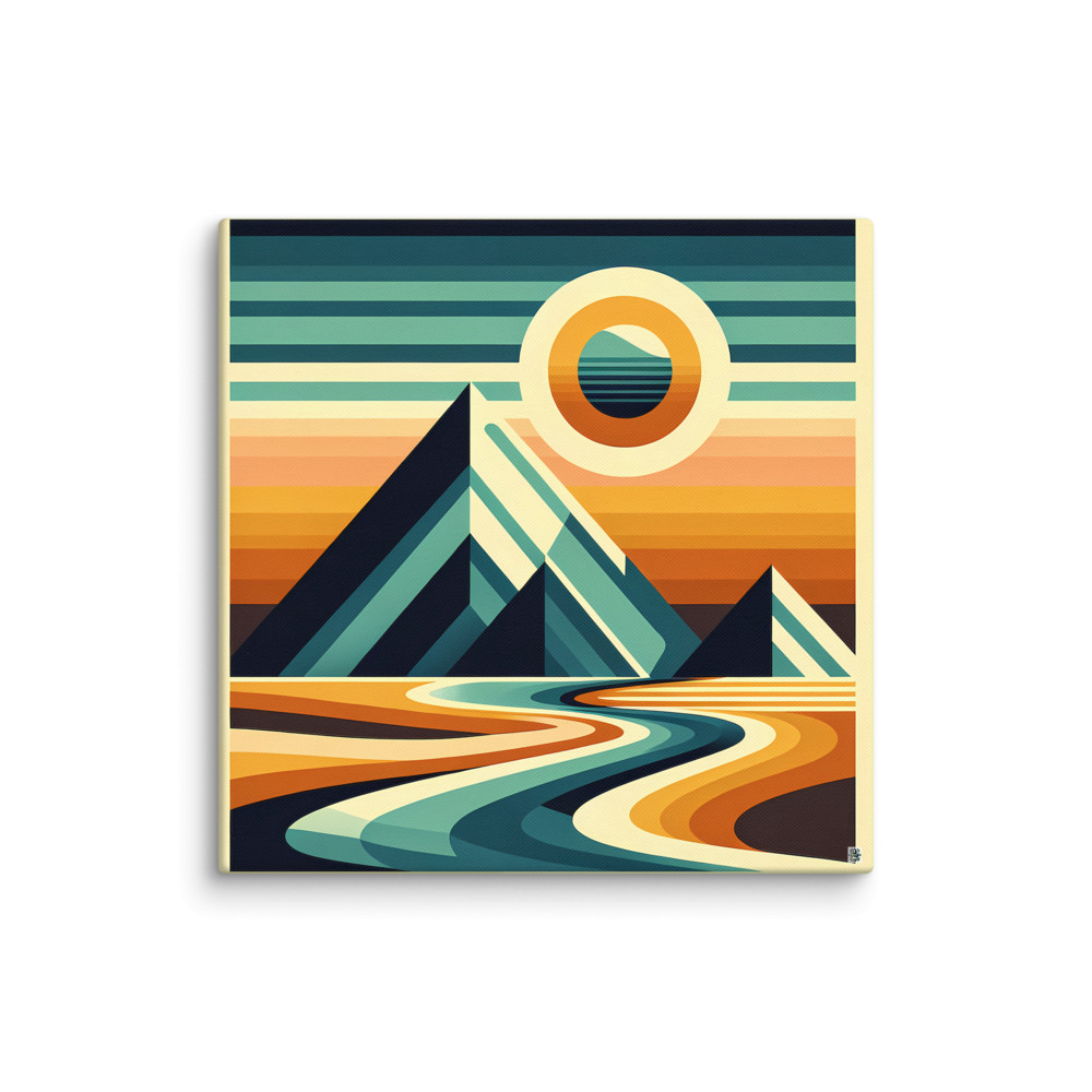 Geometric Mountain Sunset Landscape — Canvas Print