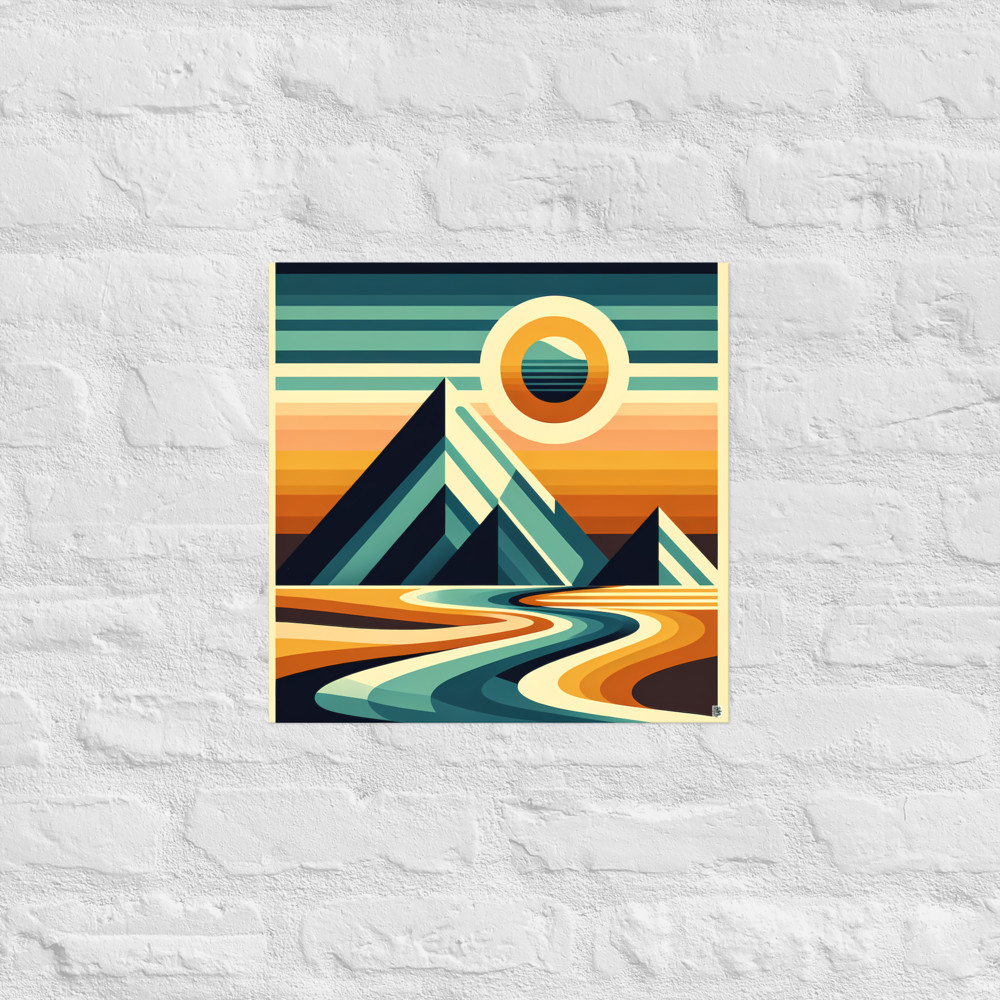 Geometric Mountain Sunset Landscape