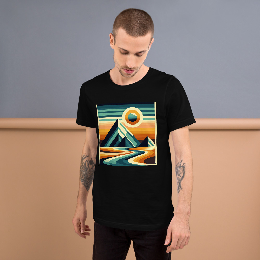 Geometric Mountain Sunset Landscape