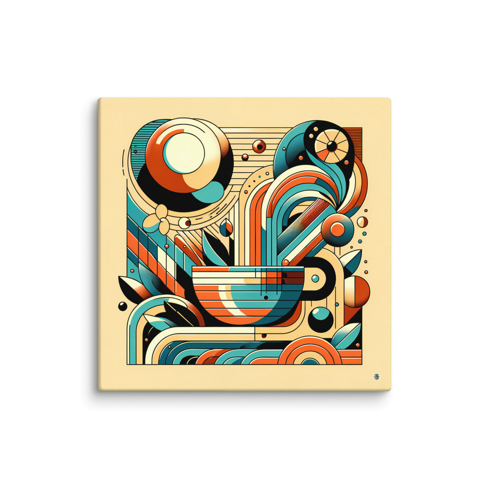 Retro Geometric Abstract Circles in Teal and Orange — Canvas Print