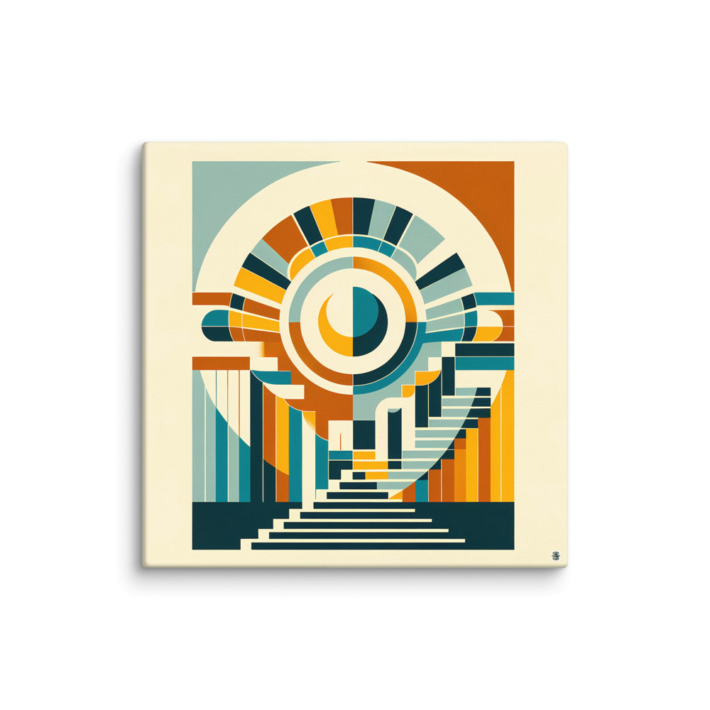 Geometric Stairway and Circular Abstract Design — Canvas Print