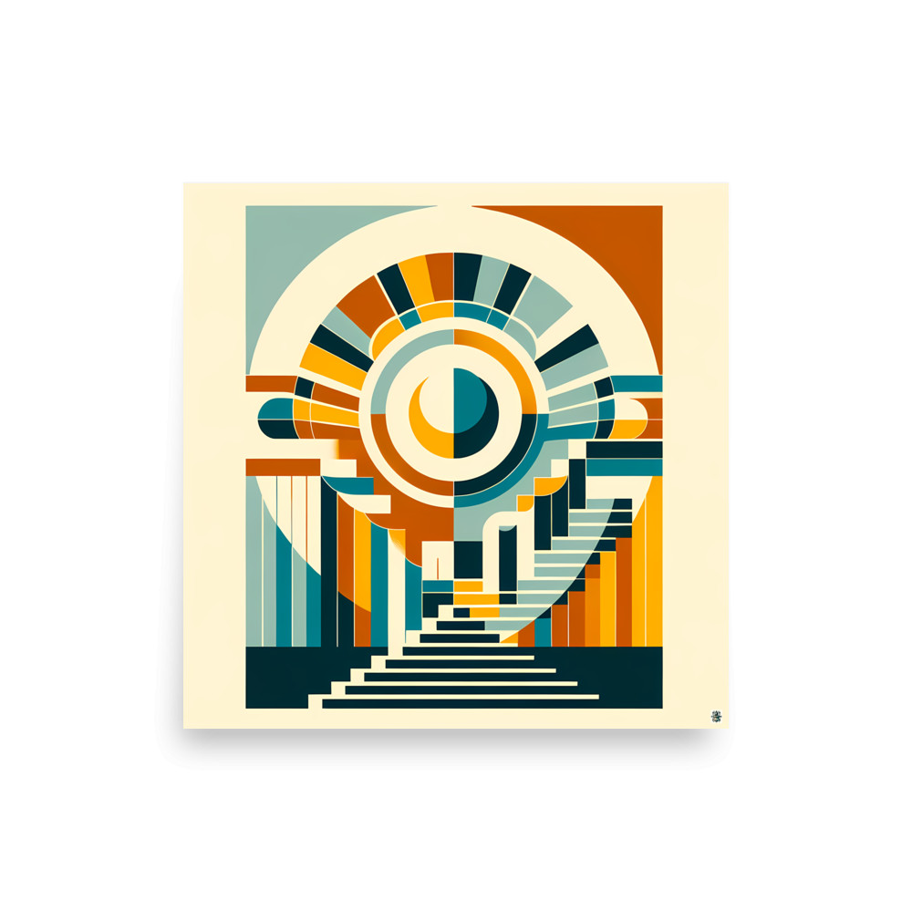 Geometric Stairway and Circular Abstract Design