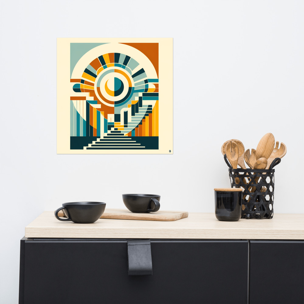 Geometric Stairway and Circular Abstract Design