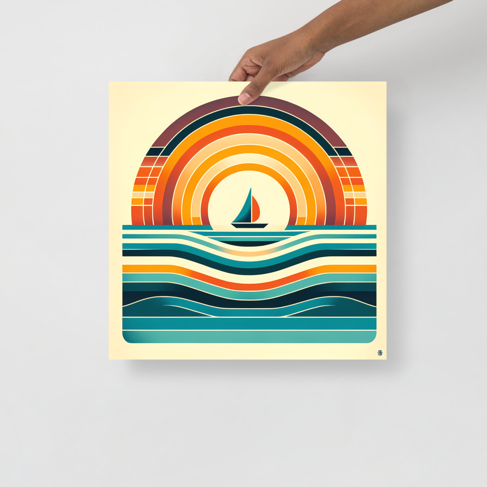 Geometric Sailboat Sunset Colour Blocks