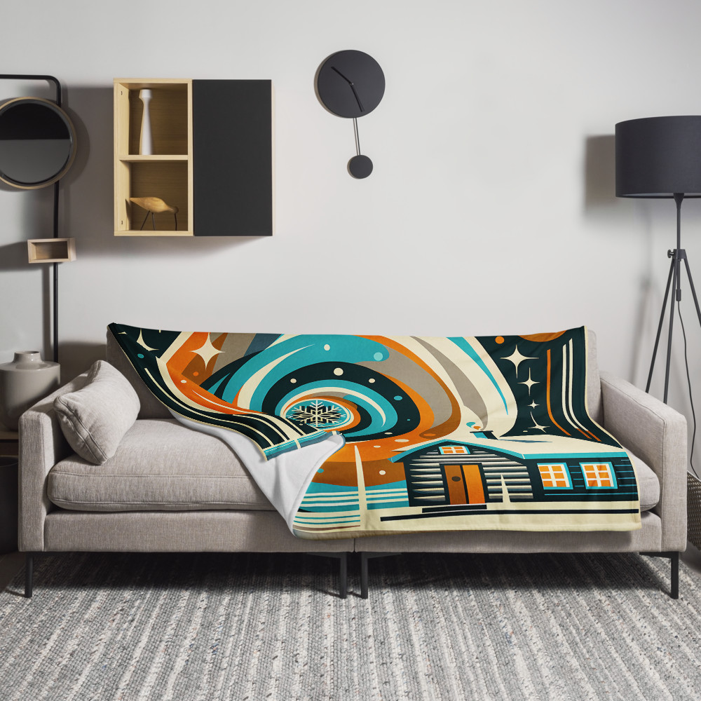 Geometric Winter Cabin Spiral Night