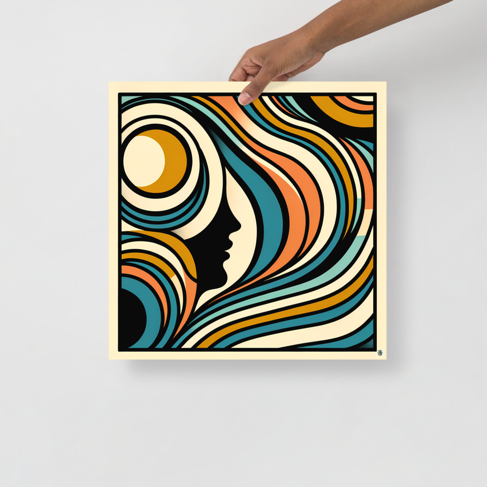 Abstract Line Face with Retro Waves