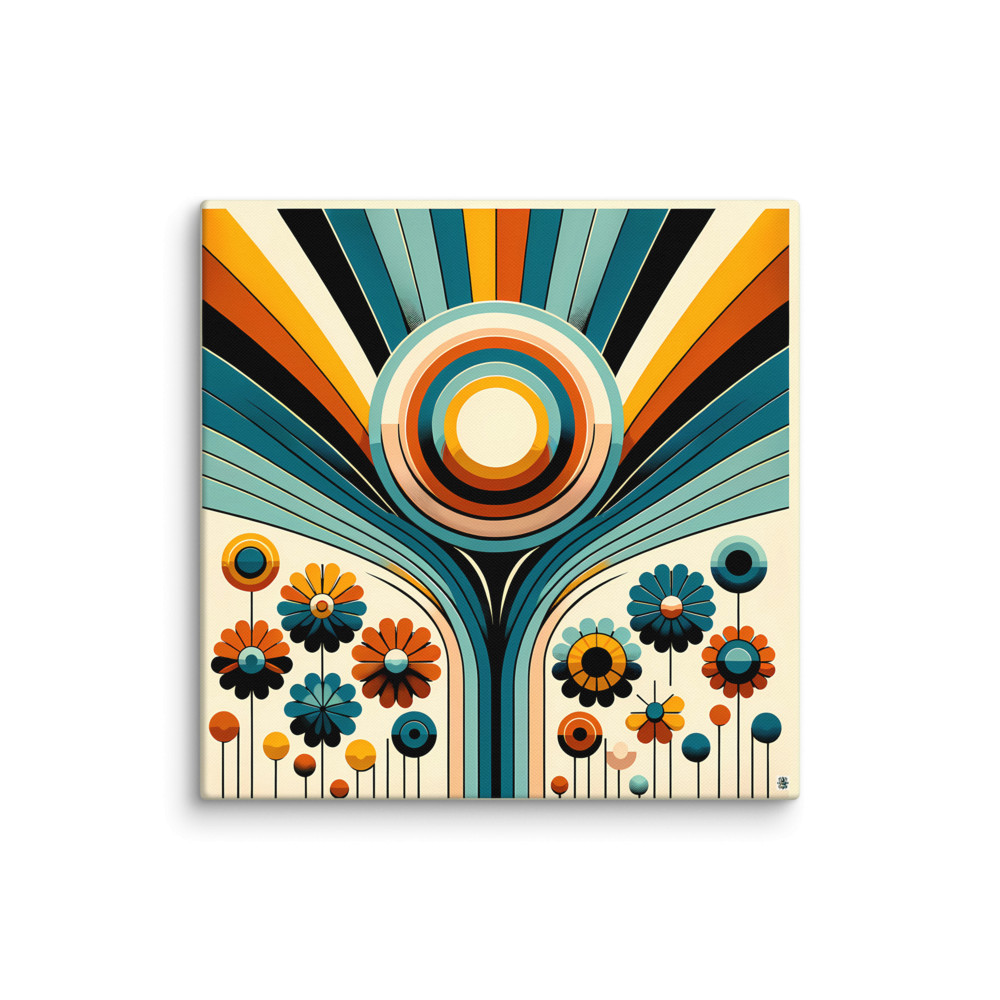 Geometric Floral Sunburst Illustration — Canvas Print