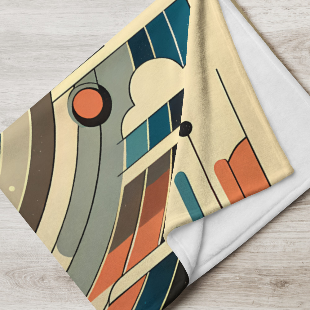 Retro Geometric Space Planets with Rainbow Rings