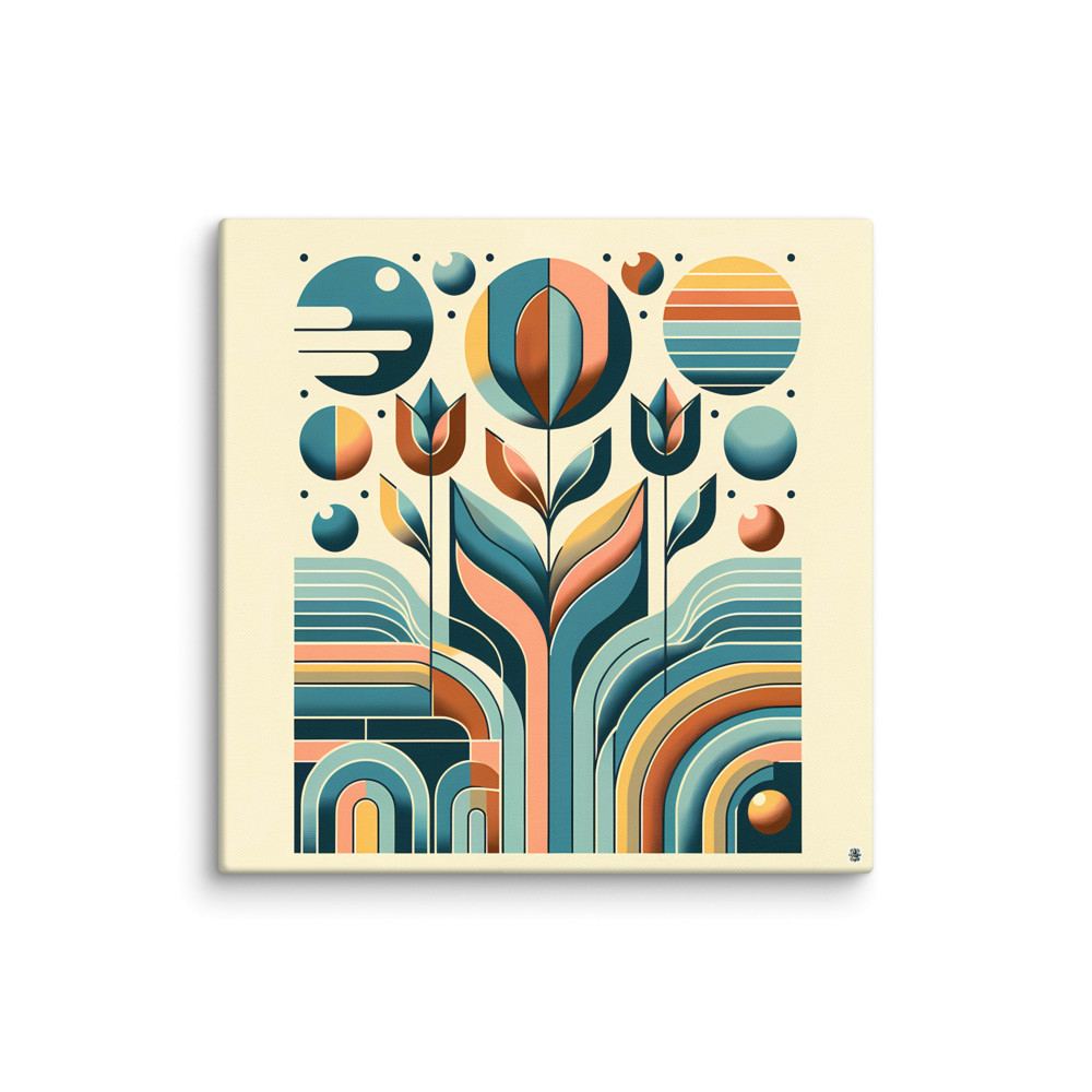 Geometric Botanical Flowers in Retro Shapes — Canvas Print