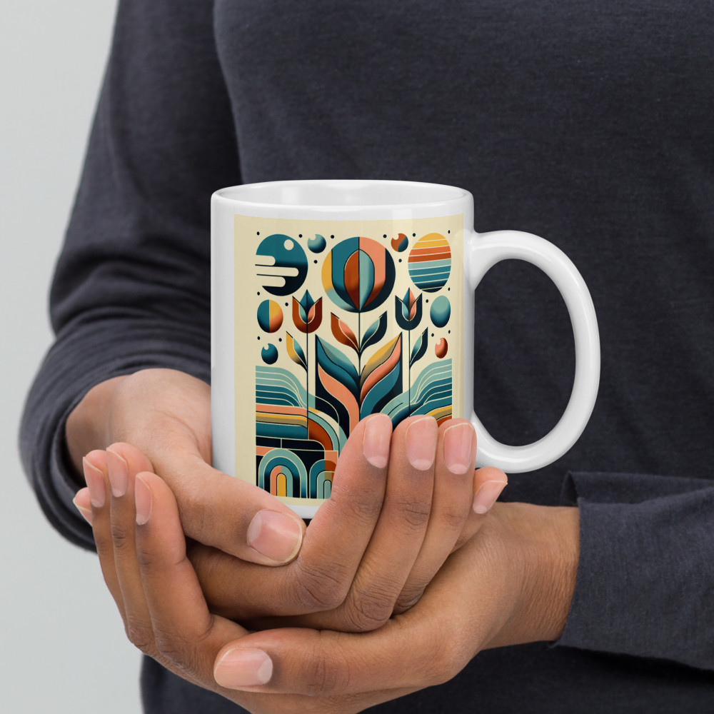 Geometric Botanical Flowers in Retro Shapes