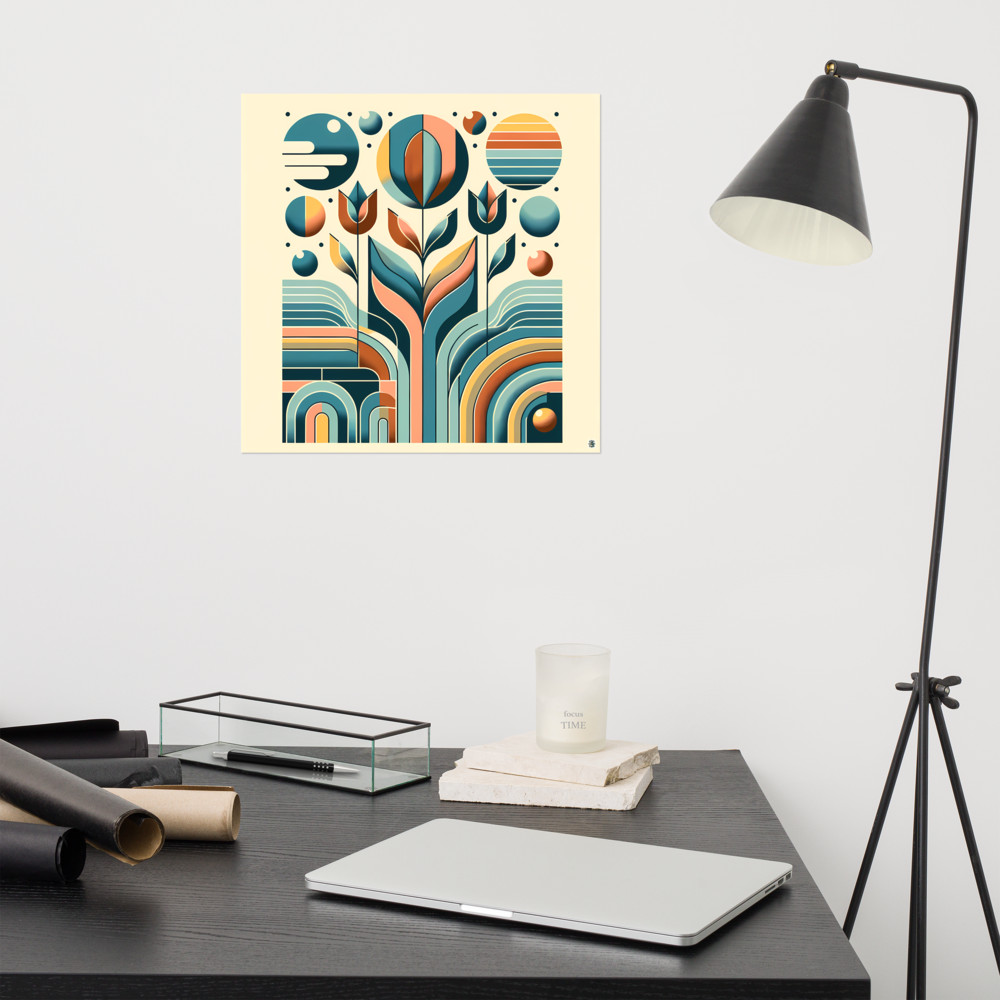 Geometric Botanical Flowers in Retro Shapes