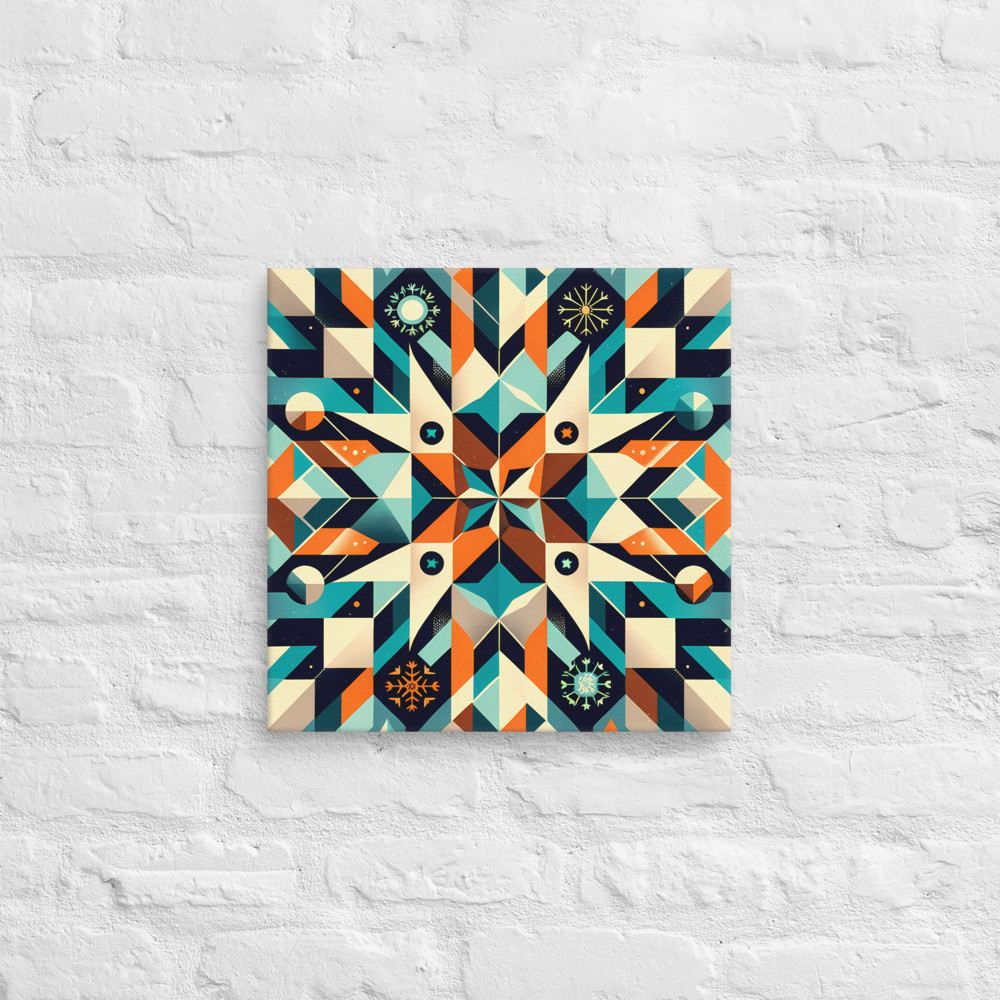 Geometric Snowflake Pattern in Teal and Orange