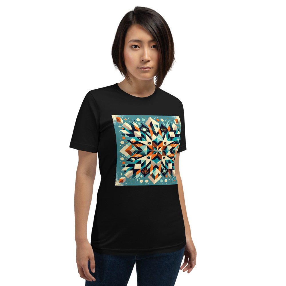 Geometric Snowflake Pattern in Teal and Orange