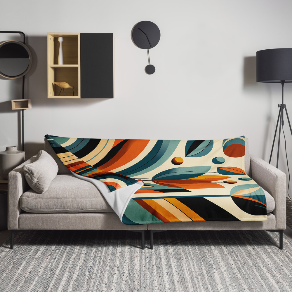 Geometric Botanical Flower in Teal and Orange