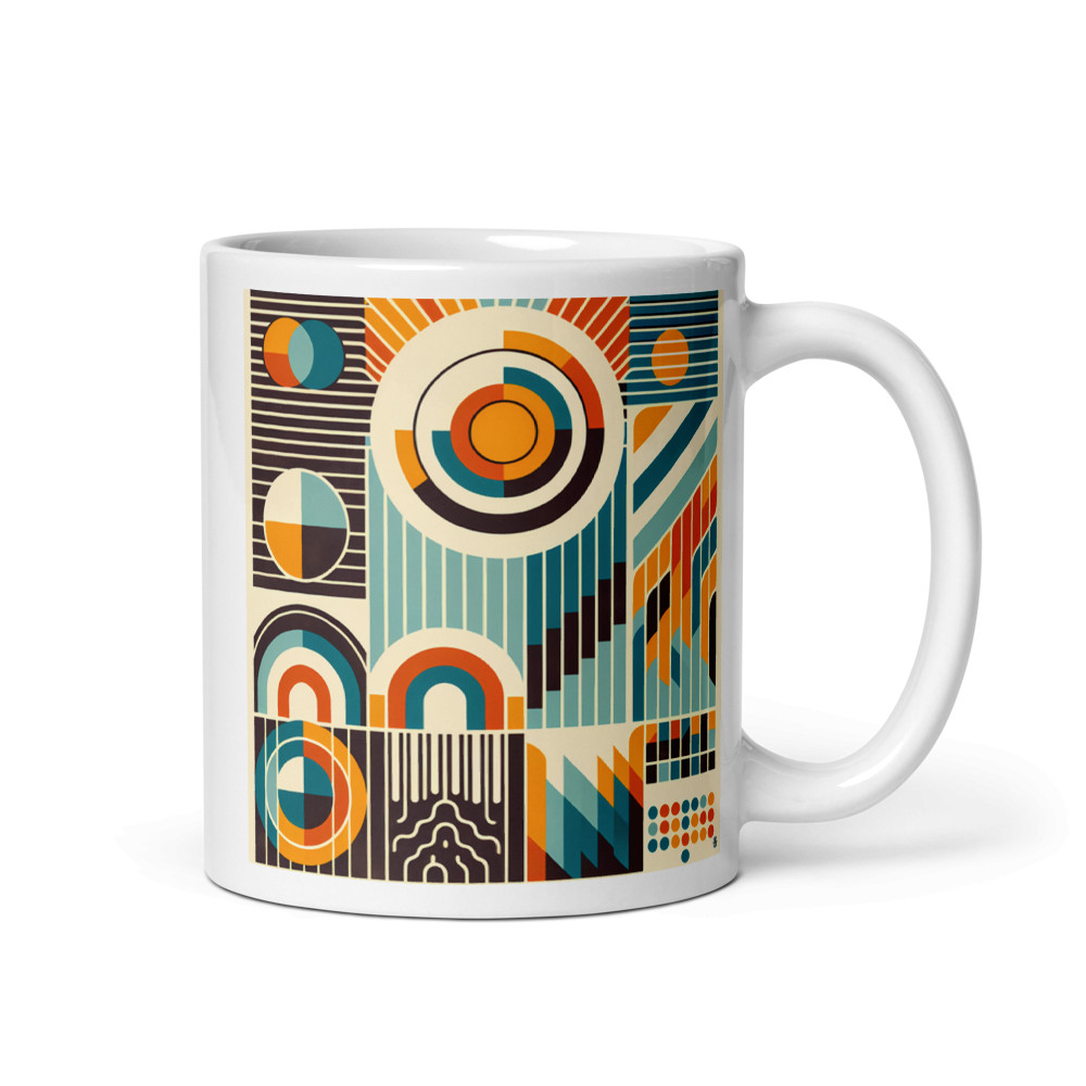 Retro Geometric Circles and Stripes Composition