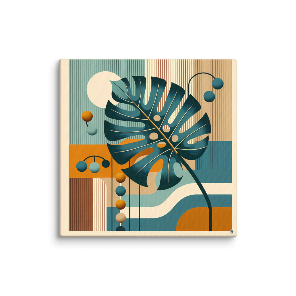 Geometric Monstera Leaf Abstract — Canvas Print