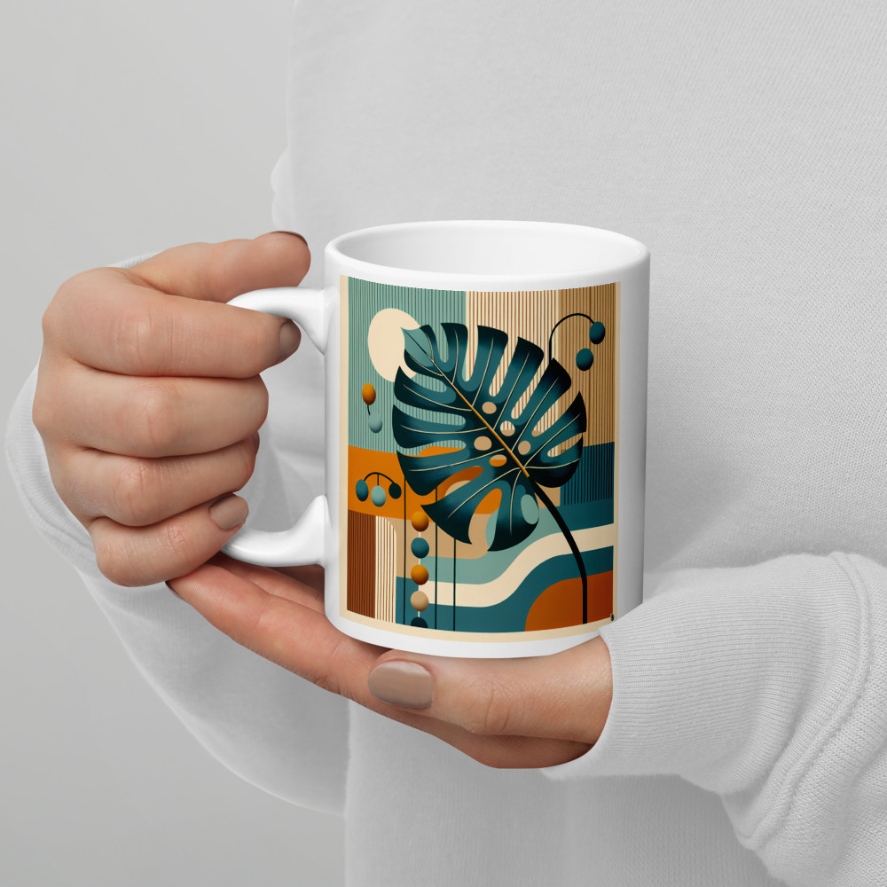 Geometric Monstera Leaf Abstract