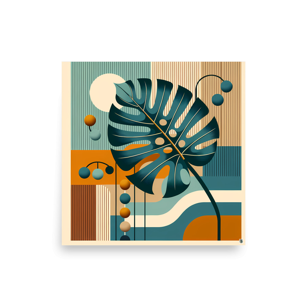 Geometric Monstera Leaf Abstract — Art Print