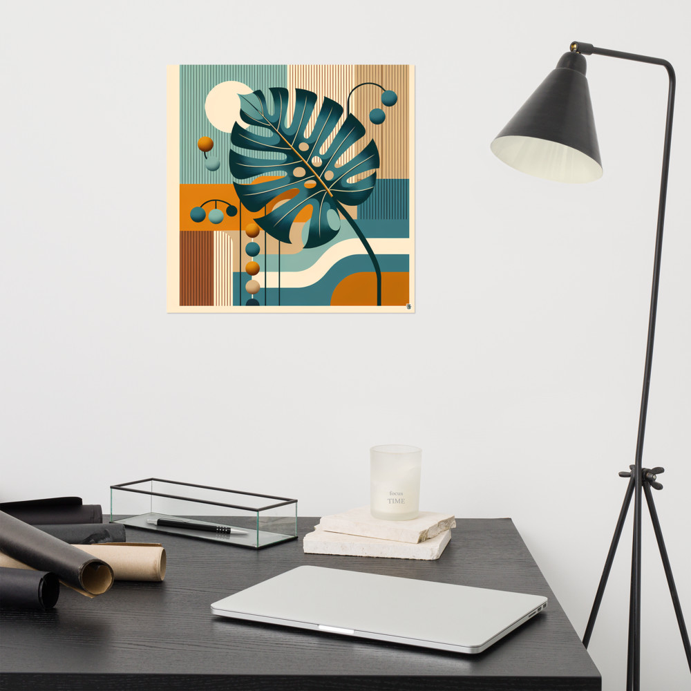 Geometric Monstera Leaf Abstract