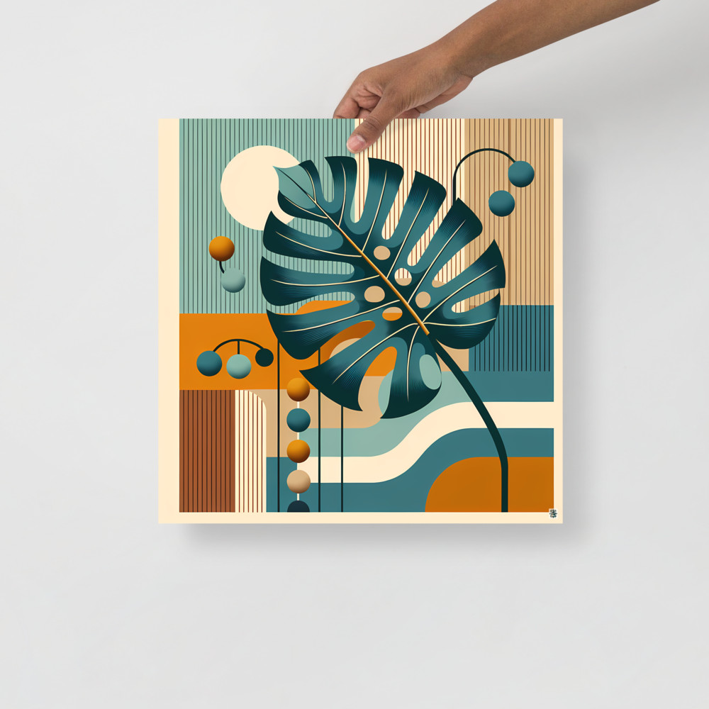 Geometric Monstera Leaf Abstract