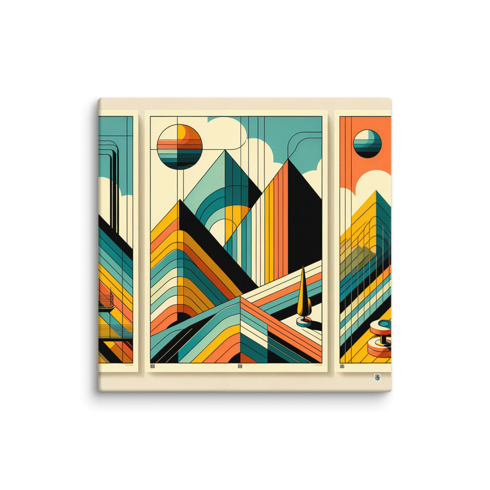 Mid Century Modern Geometric Mountain Sunset — Canvas Print